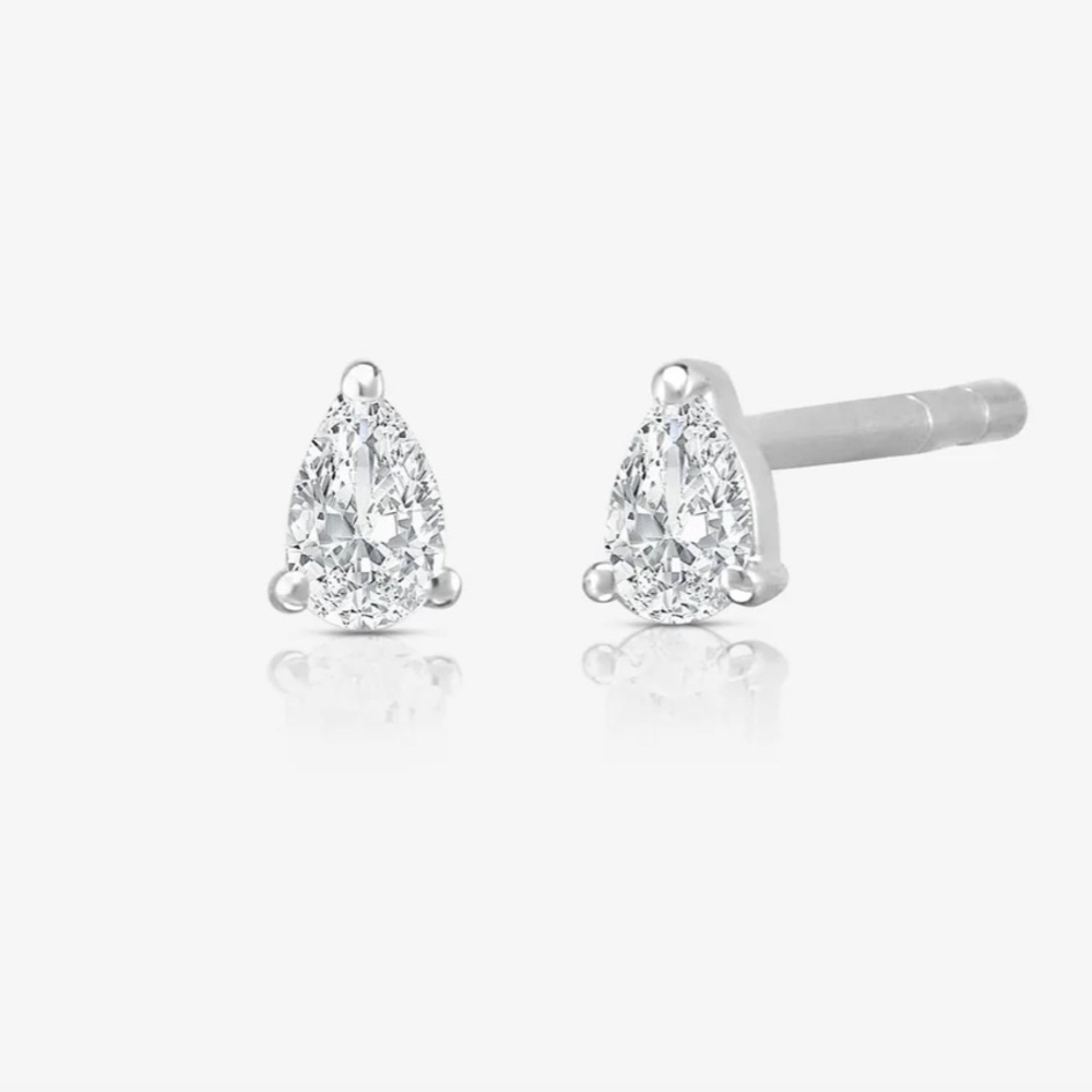 Ring Concierge Tiny Pear Studs in White Gold